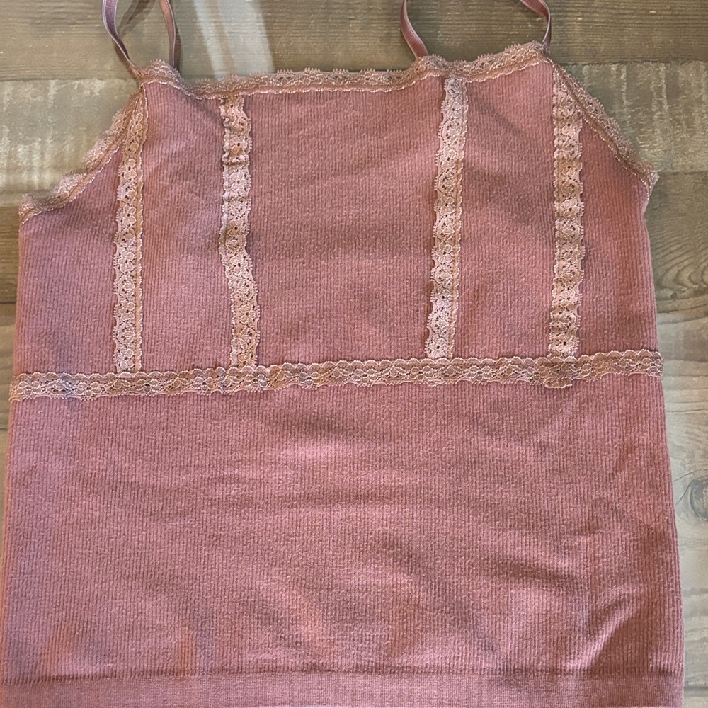 Urban outfitters Brown Tank Top W Lace Detail 🤩with Denim Shorts - Picture 6 of 8